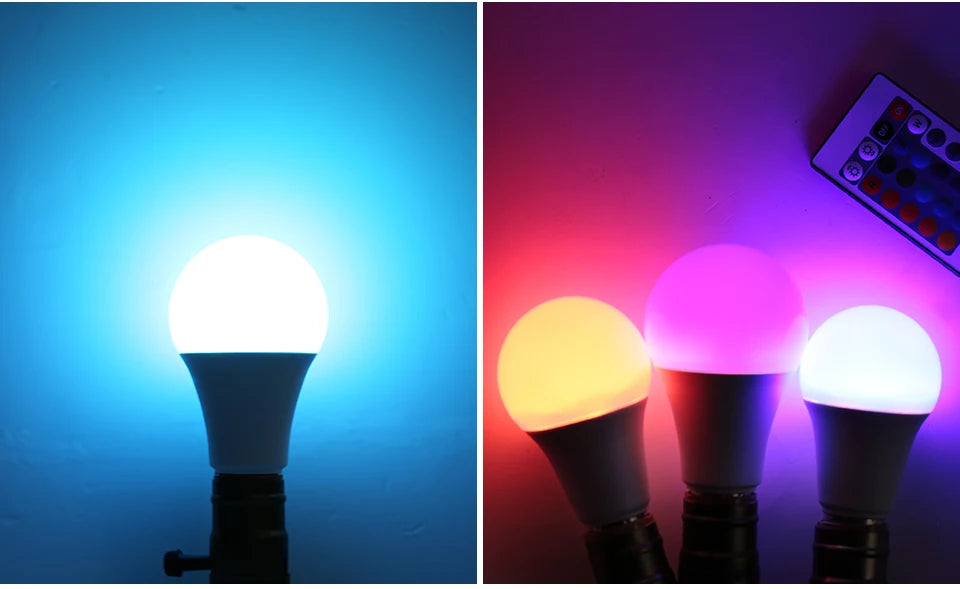 Ampoules LED RVB blanches avec télécommande IR