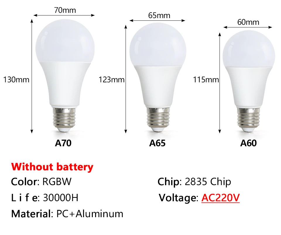 Ampoules LED RVB blanches avec télécommande IR